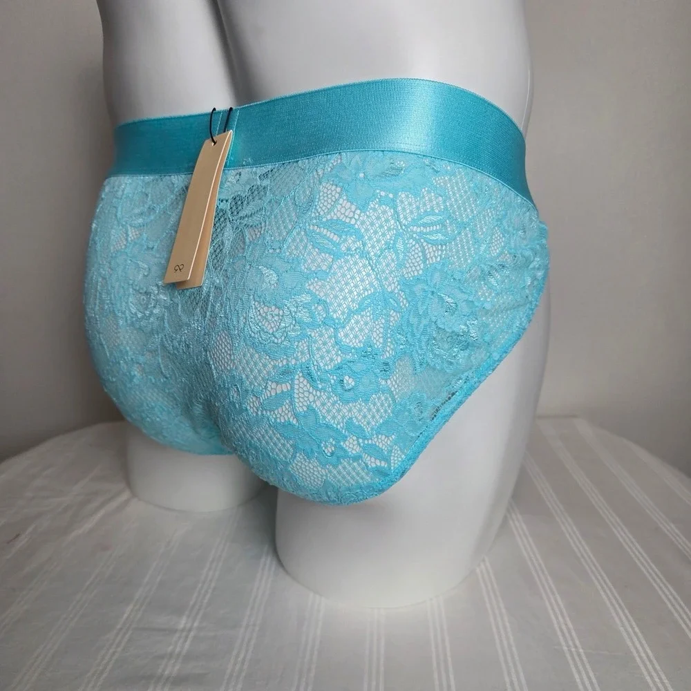 Cosabella Never Say Never Mens Lace Bikini Briefs Light Blue Floral Low Rise NEW